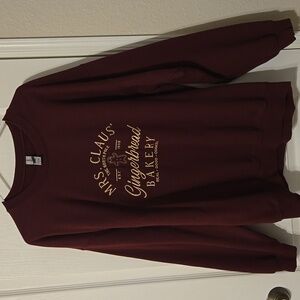 Mrs. Claus Gingerbread Bakery Maroon Sweatshirt Xl